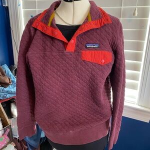 Patagonia Quilted Pullover in Maroon and Orange